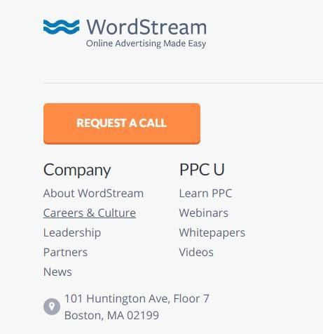 WordStream's orange CTA button