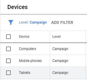 options for device bid adjustments per campaigns