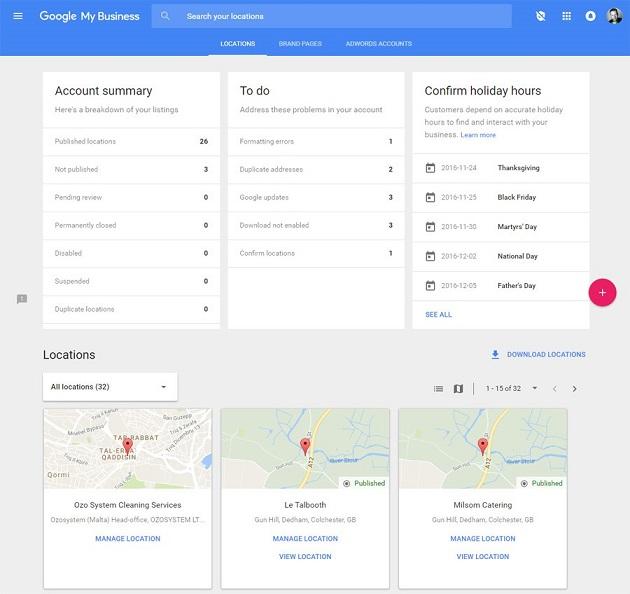 Google My Business example listing