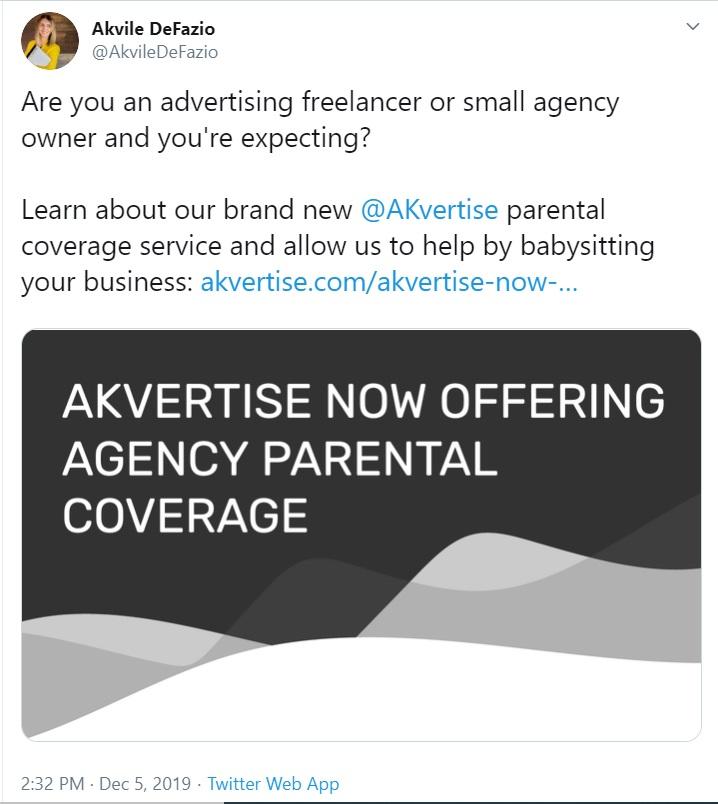 Akvile's tweet about new service offering