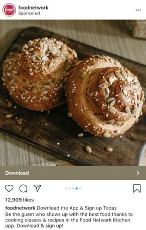 Food Network Instagram carousel ad example