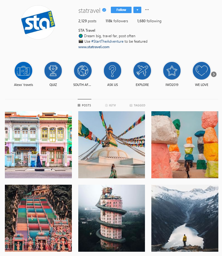 sta travel Instagram feed