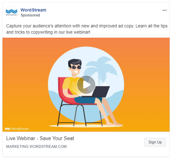 better webinar landing pages wordstream ad example
