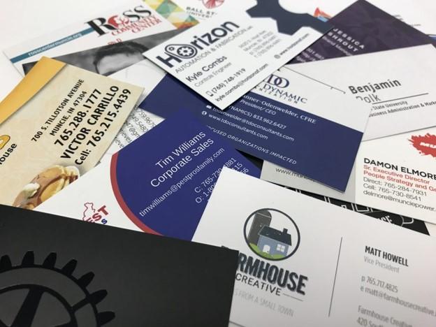piles of business cards