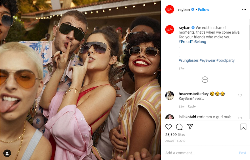 social media copy rayban