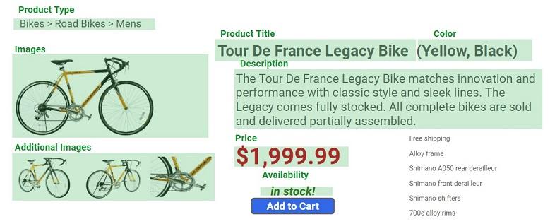 example product information for free Google Shopping listing