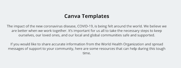 marketing copywriting COVID19-conscious copywriting canva message