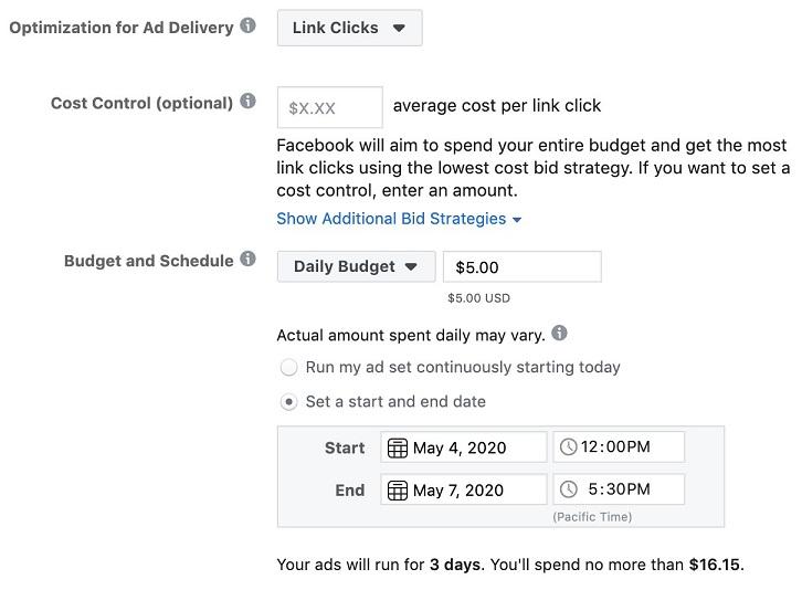 Facebook ad scheduling