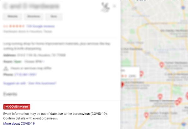 SMB SEO strategies during COVID-19 GMB event alert