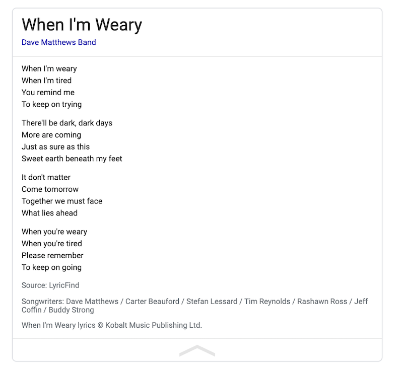 When i'm weary DMB