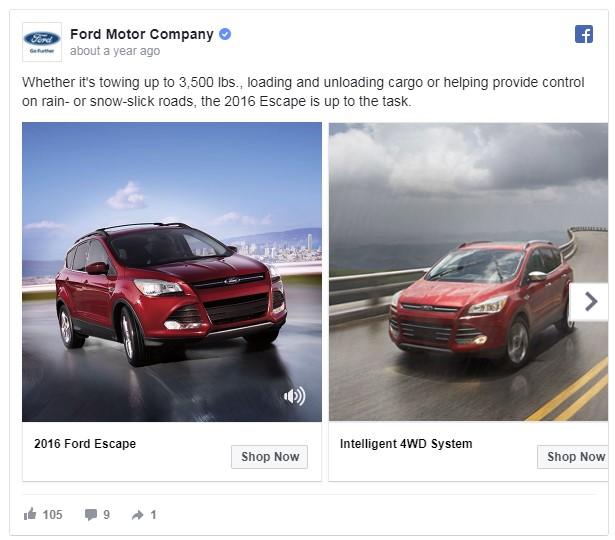 weather-based car ad on Facebook