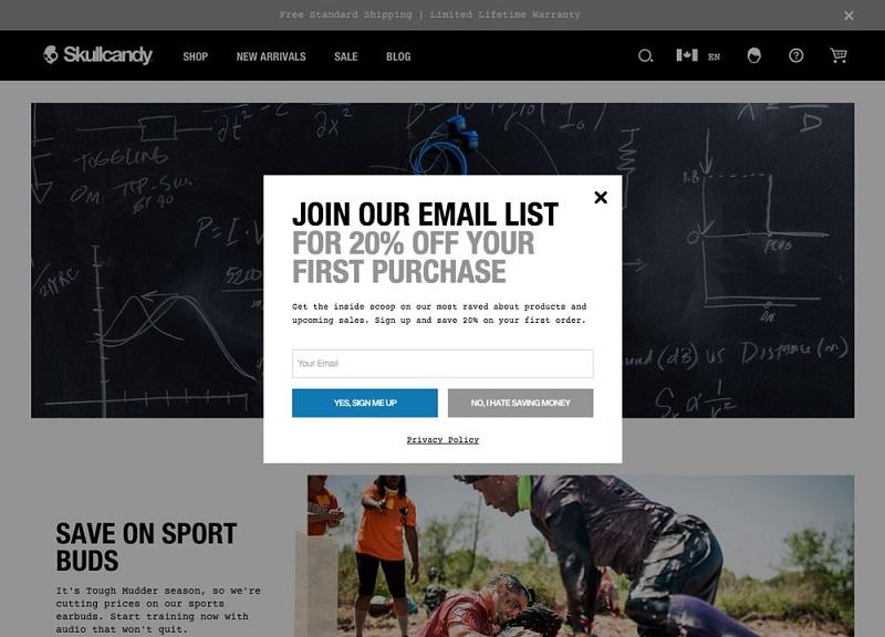 exit intent pop-up example