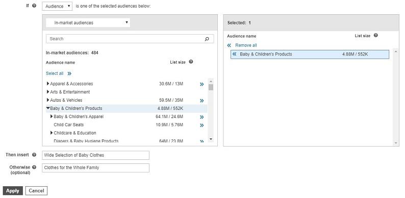 remarketing audience example with Microsoft IF function