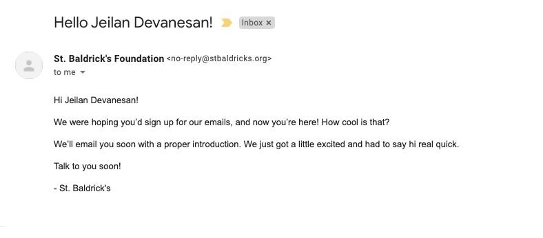 nonprofit email marketing example