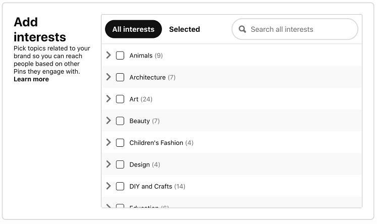 Pinterest audience targeting