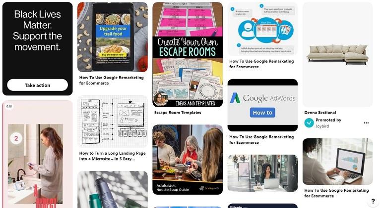 Pinterest feed example