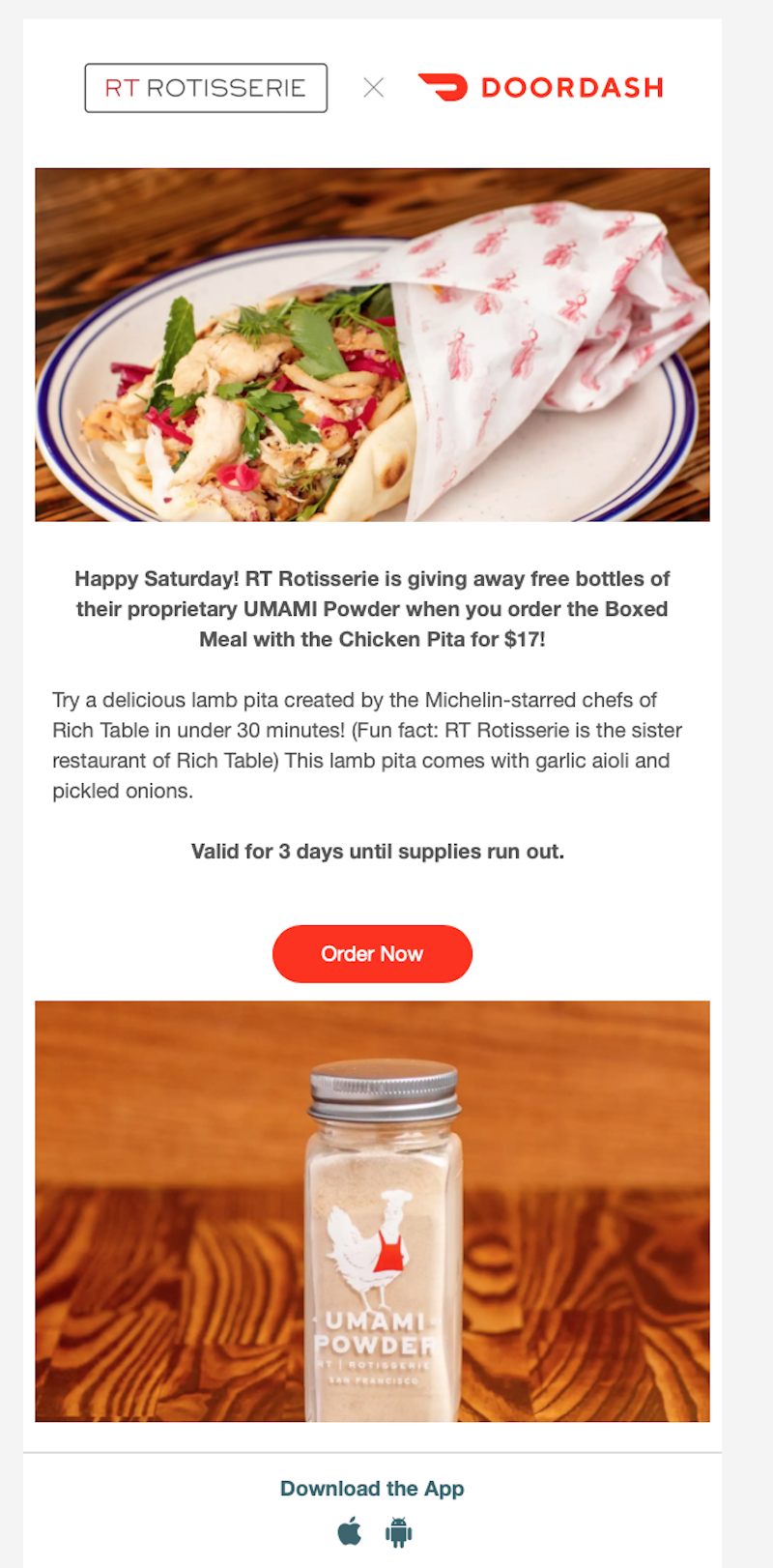 promotional email examples door dash