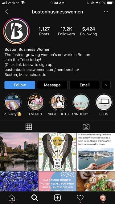 Boston Business Women's Instagram profile