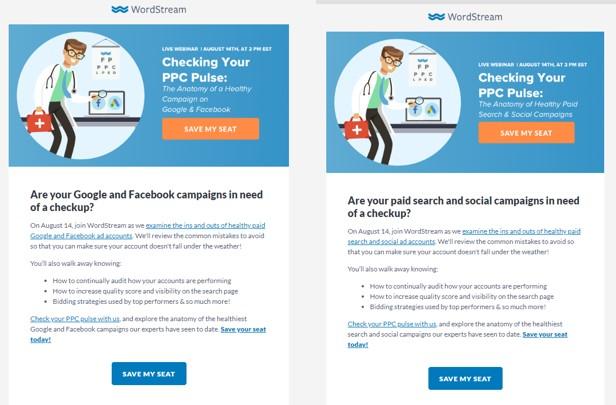 webinar marketing a/b testing example