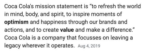 branding and advertising coca cola mission statement