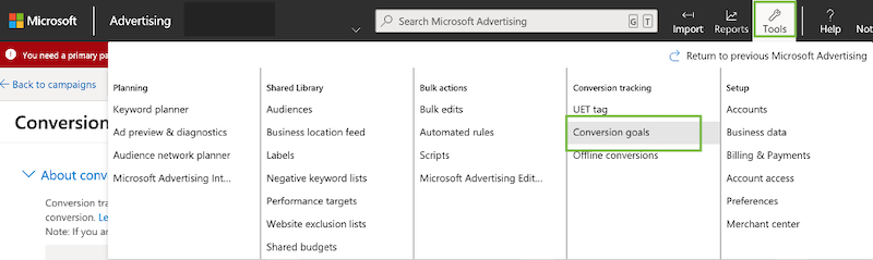 microsoft ads conversion tracking event tracking create a new conversion in microsoft ads