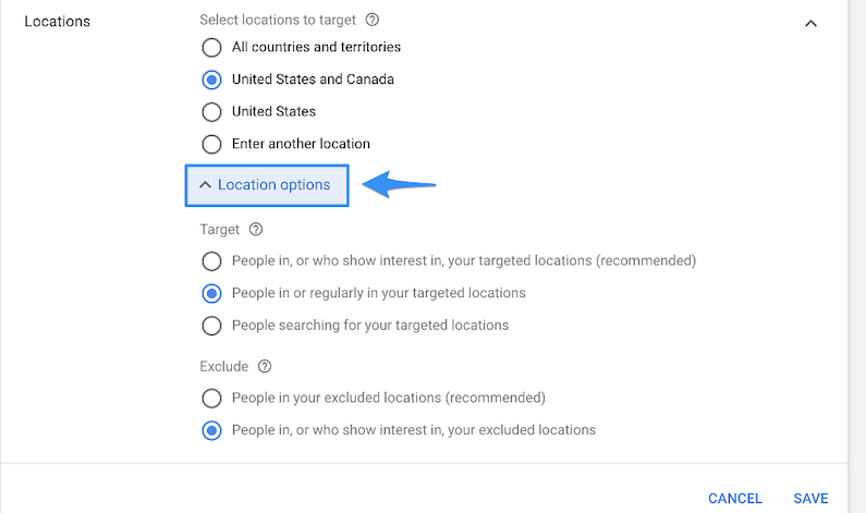 google ads for local business targeting details