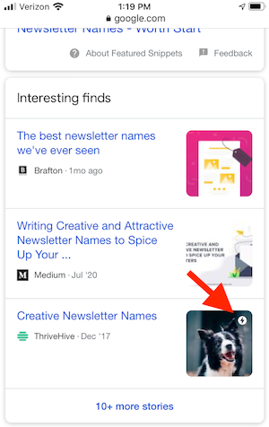 what is google AMP interesting finds