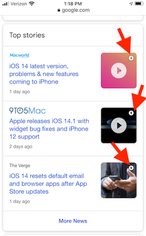 what is google AMP top stories