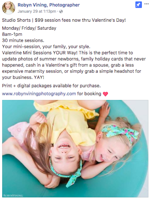 valentine's day marketing ideas mini sessions