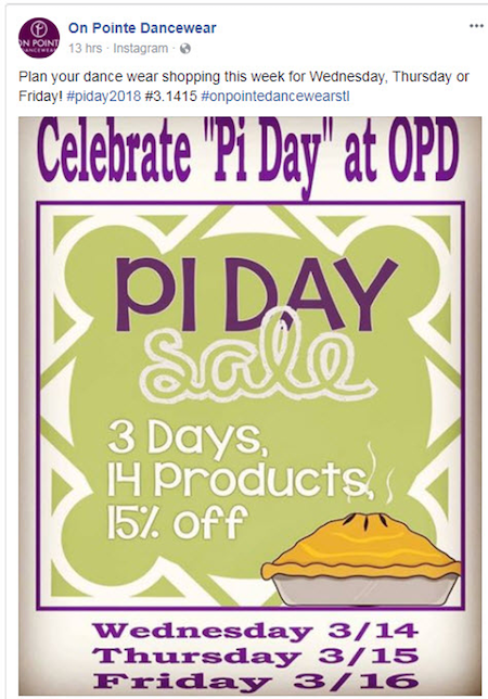 March marketing ideas pi day opd