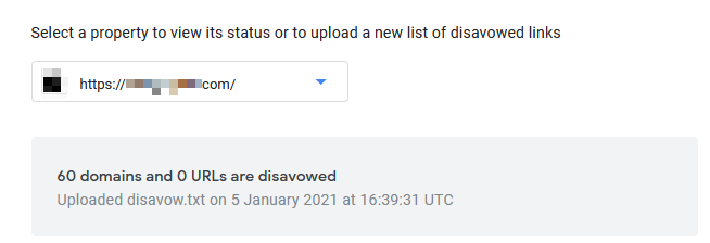 Example disavow file upload.