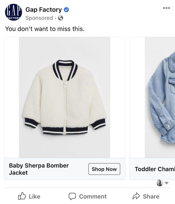 facebook dynamic ads gap factory