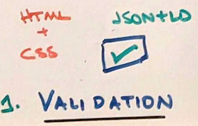 Photo of hand drawn example of JSON+LD validation.