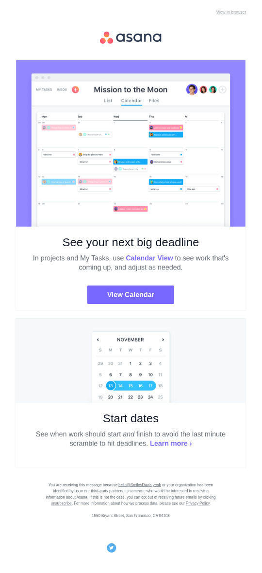 email copywriting examples asana email