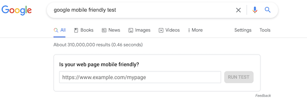 google's mobile friendly test to check online presence