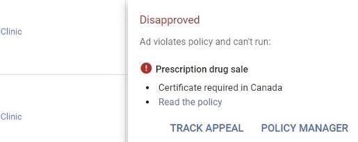 google ads industry-specific disapproval