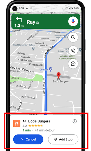 google maps navigational ad example
