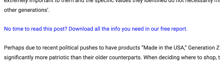 lead magnet examples—offer to send blog post to email