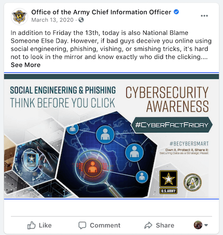 august marketing ideas—blame someone else day social media post on cybersecurity