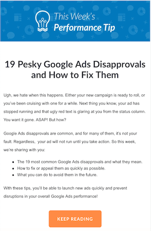 wordstream email using emotional marketing copy