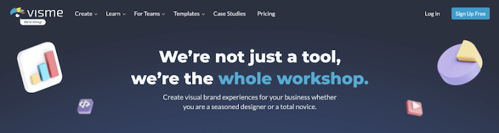 example of copy that sells—visme's catchy  website headline