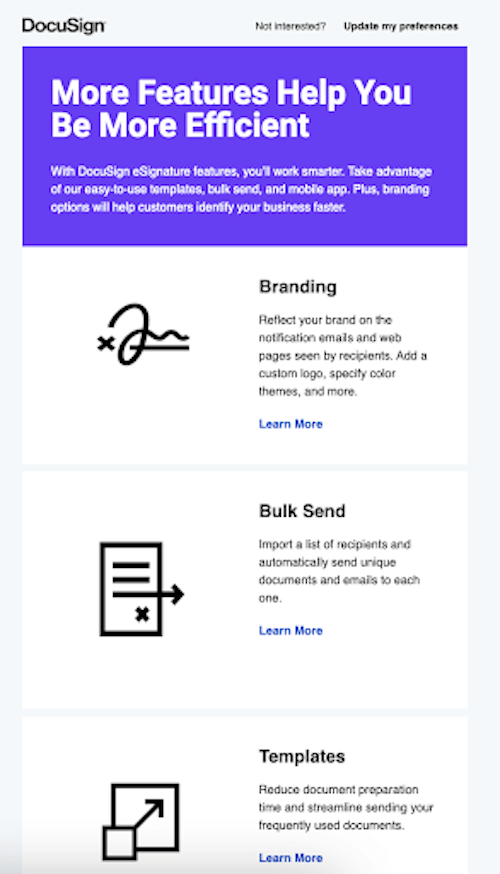 docusign b2b email marketing example