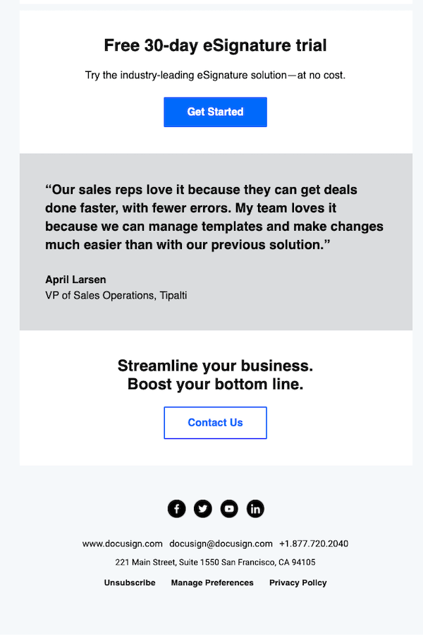 b2b email marketing example—docusign