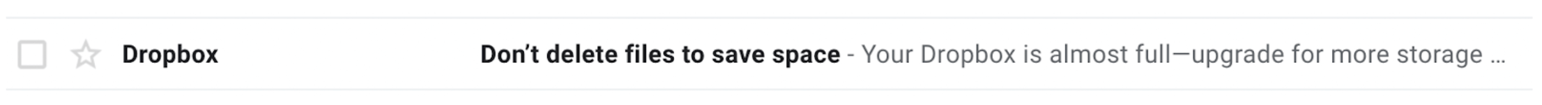 b2b email marketing subject line example- dropbox