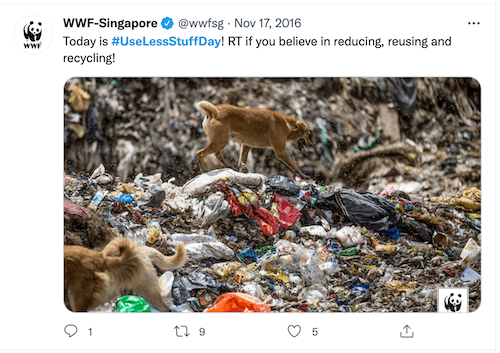 november twitter post with hashtag use less stuff day