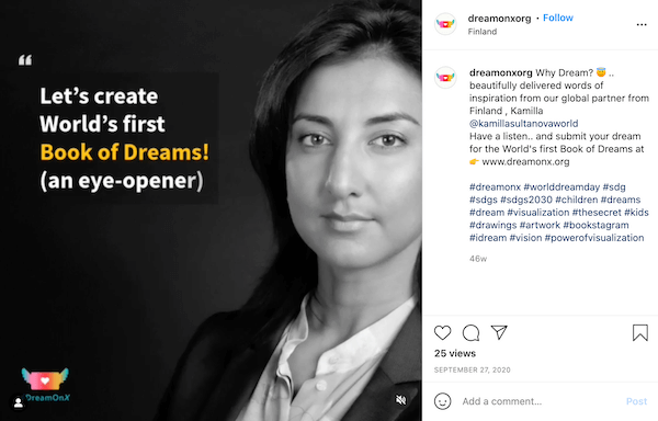 instagram post for september world dream day with fall hashtag #worlddreamday