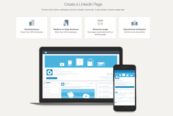 linkedin company page creation window