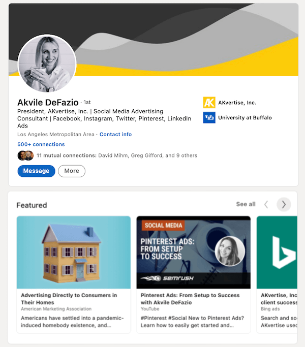 example of featured posts on linkedin profile