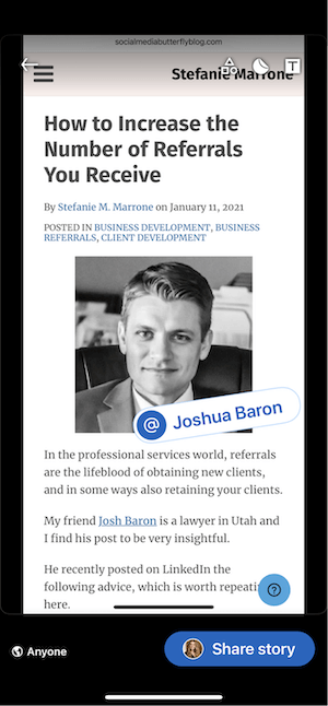 example of linkedin story