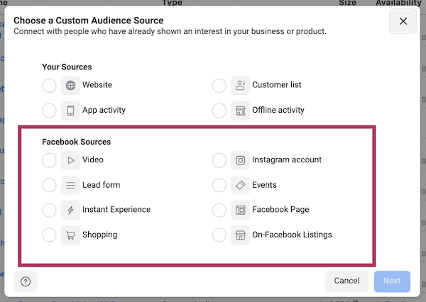 facebook ad targeting in iOS 14 and privacy first world: ads manager data source selection